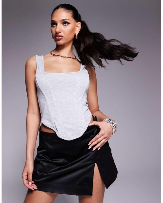 ASOS Black Square Neck Corset Top
