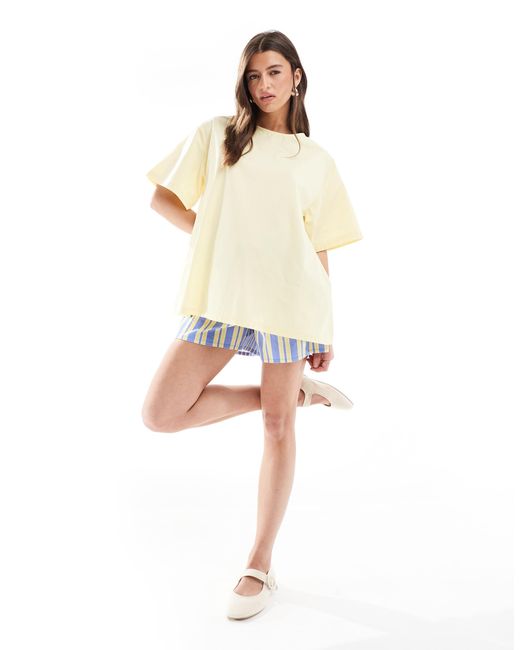 ASOS Natural Poplin Pleat Back Trapeze T Shirt