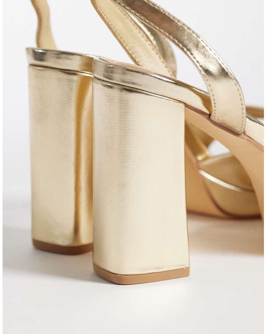 SEQWL Metallic Platform Block Heeled Sandals