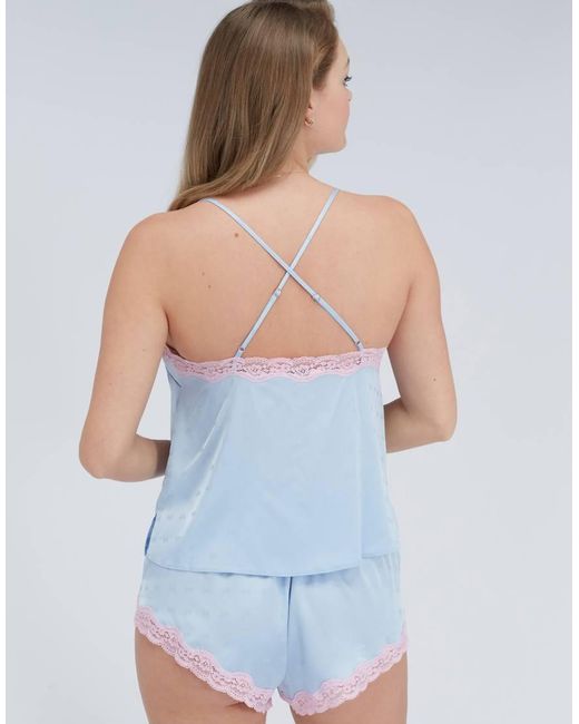 Boux Avenue White Bow Satin Cami Set Floral Lace Top And Shorts Nightwear