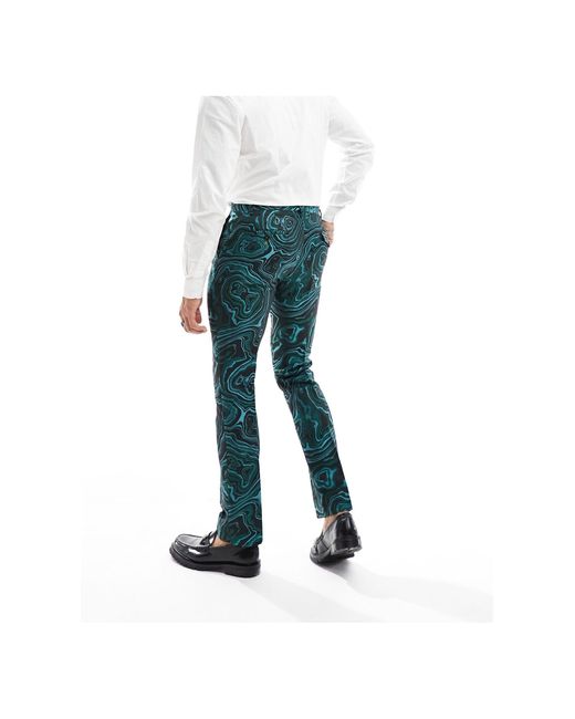 Twisted Tailor Blue Adichie Marble Suit Trousers for men