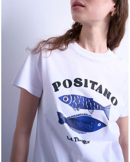 TOPSHOP White Graphic Positano Everyday Tee