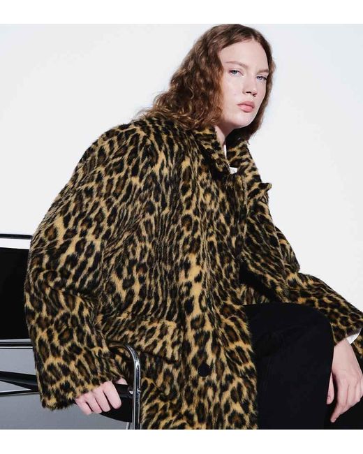ASOS Brown Asos Design Curve Longline Faux Fur Dad Coat