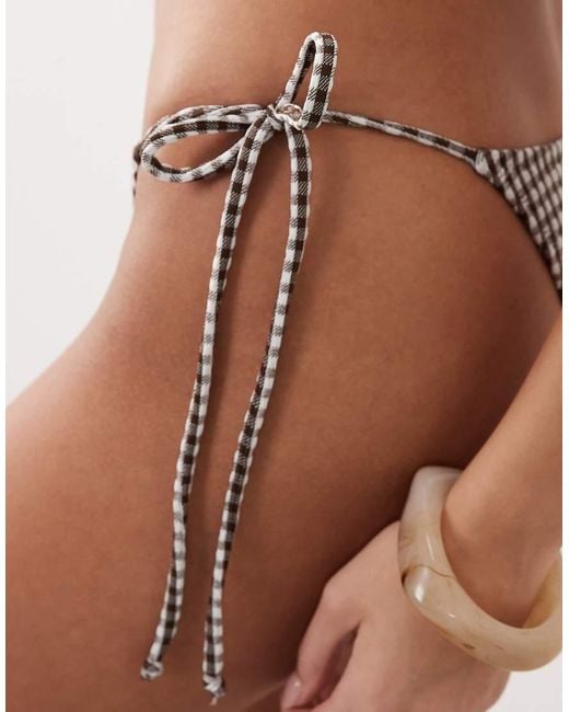Candypants Natural Gingham Print Tieside Bikini Bottom