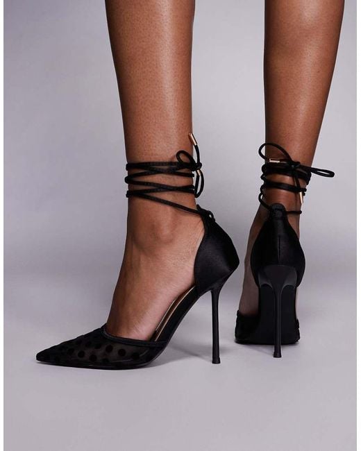 SIMMI Brown Simmi London Mandisa Polka Dot Mesh Heeled Shoes