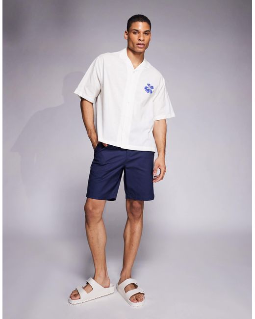 ASOS – oversize-hemd mit blumenprints und reverskragen in Blue für Herren