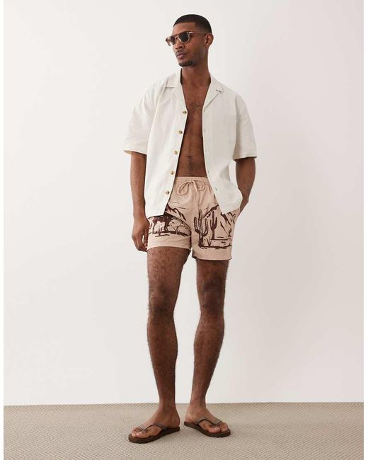 South Beach Natural Western Print Swim Short for men