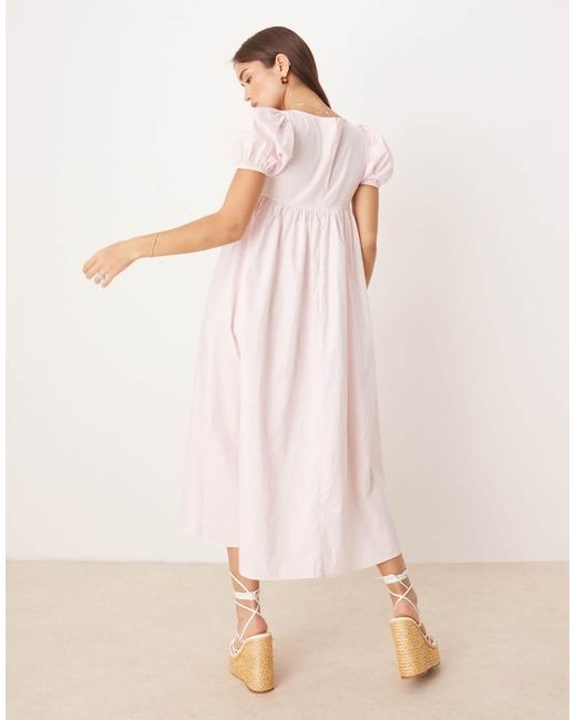 Collective The Label Pink Square Neck Puff Sleeve Midaxi Dress