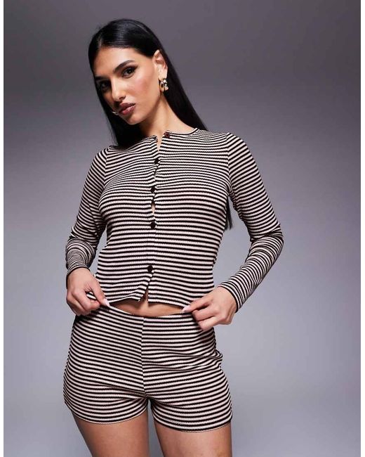 ASOS Gray Co-ord Stripe Mini Short