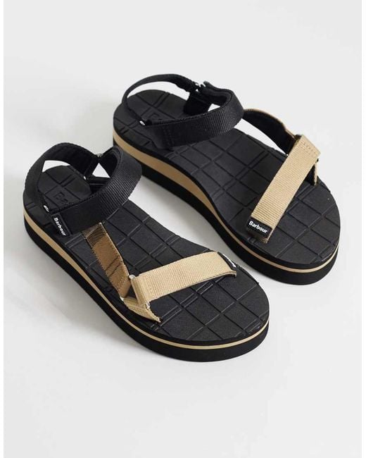 Barbour Black Mila Tartan Sandals