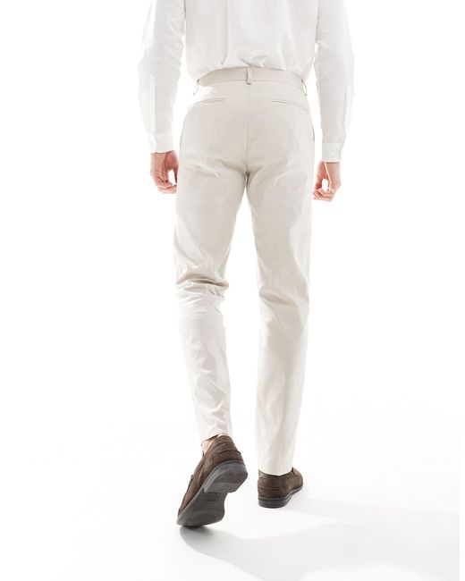 ASOS Black Smart Slim Fit Linen Blend Pants for men