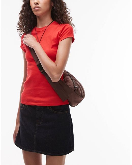 TOPSHOP Red – cora – gesteppte nylon-umhängetasche