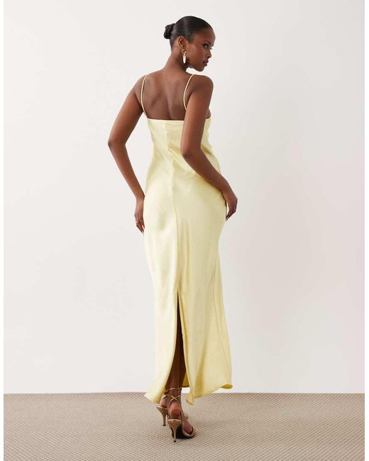 Vila Natural Lace Insert Cowl Neck Satin Cami Maxi Dress