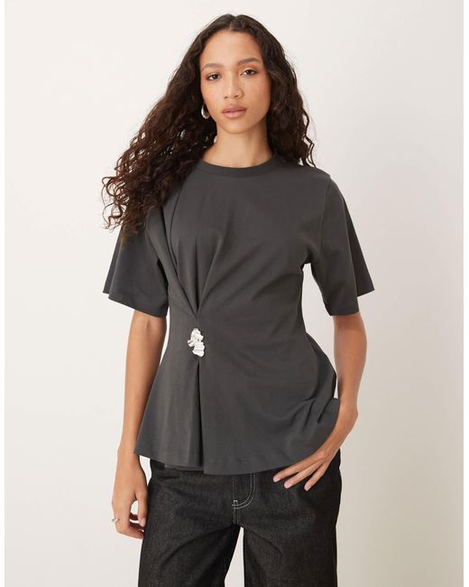 ASOS Black Oversized T-shirt With Cinched Hardware Detail