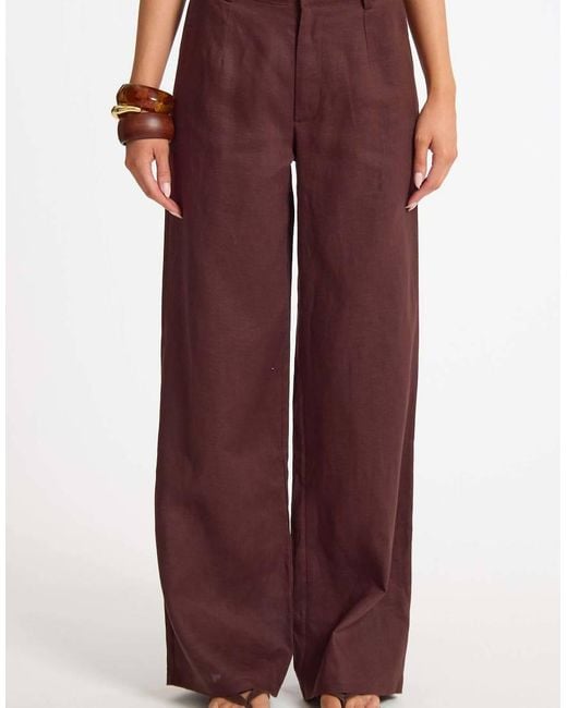 Missy Empire Red Linen Wide Leg Trouser
