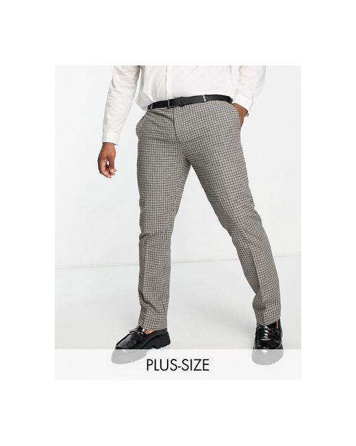 Twisted Tailor Cotton Plus Pudwill Slim Fit Suit Trousers in Gray for