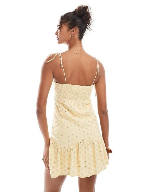 Daisy Street White Dropped Waist Seamed Mini Dress With Tie Straps