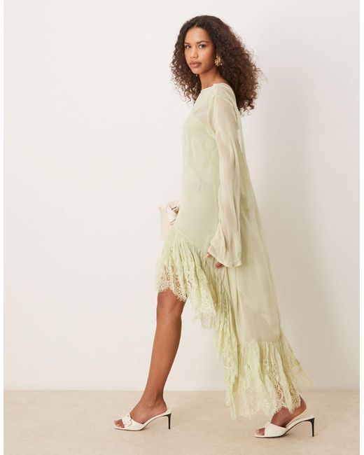 ASOS Natural – langärmliges, durchsichtiges maxikleid