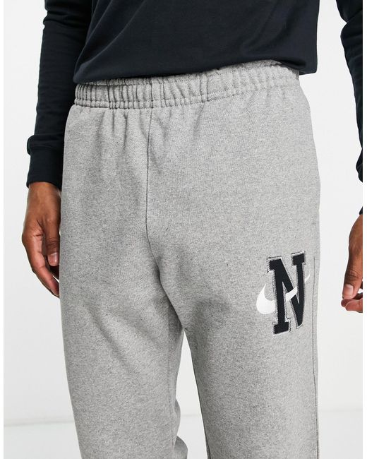 nike swoosh cuffed joggers in grey