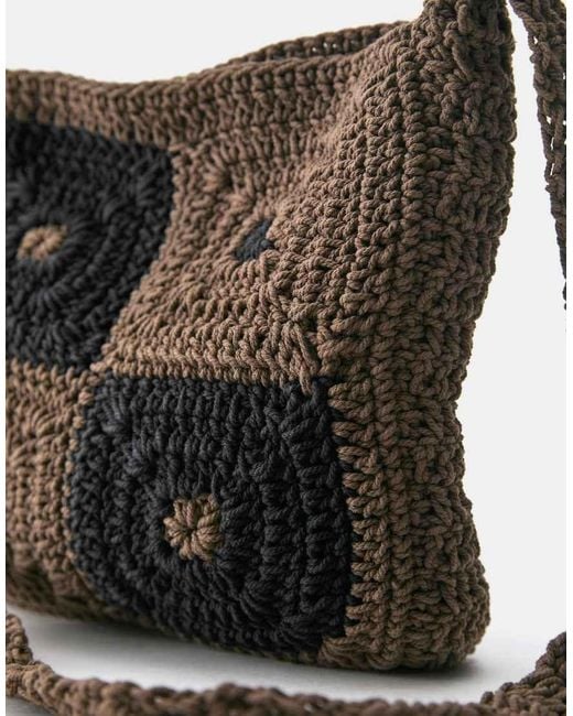 Pull&Bear Black Crochet Crossbody Bag for men