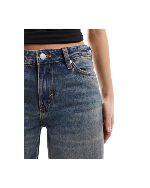 Weekday Blue Ample Low Waist Loose Fit Straight Leg Jeans