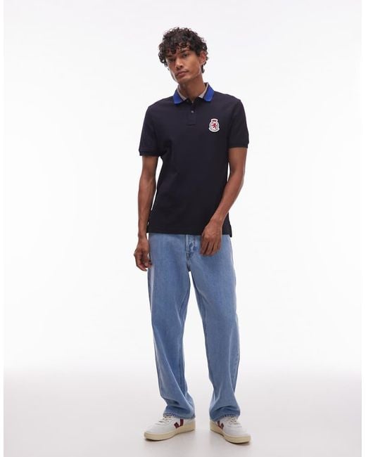 Tommy Hilfiger Regular-Fit Poloshirt Met Visgraat Kraag in het Blue voor heren