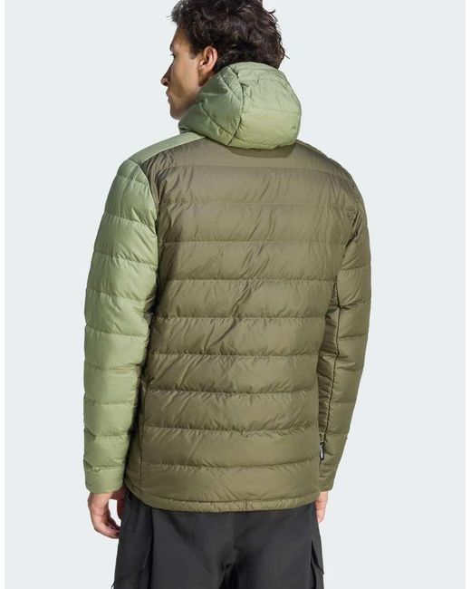 Adidas Originals Green Terrex Multi Light Down Climawarm Hooded Jacket for men