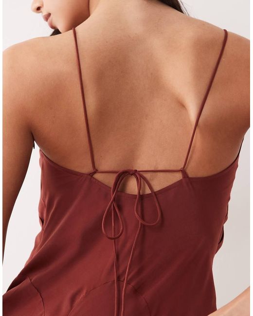 ASOS Red Scoop Neck Bias Cut Midaxi Dress