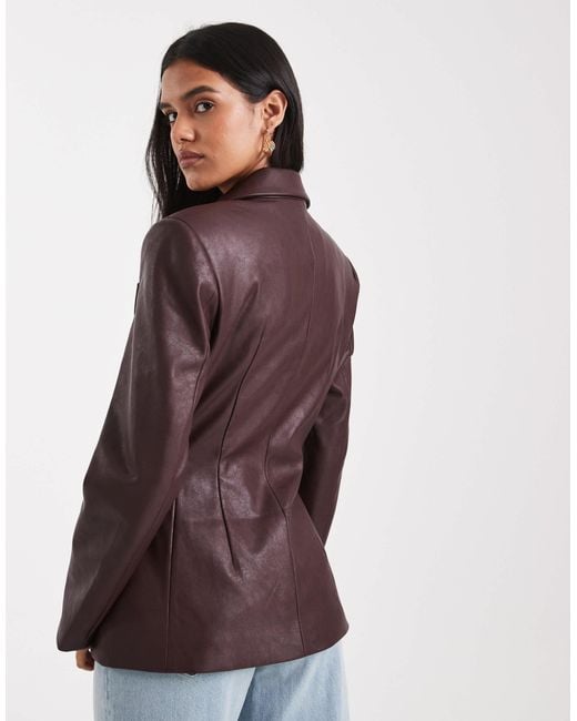 ASOS Brown Tailored Faux Leather Blazer