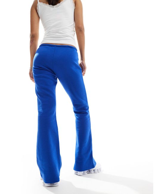 Monki Blue Monk Flared joggers With Drawstring Waist