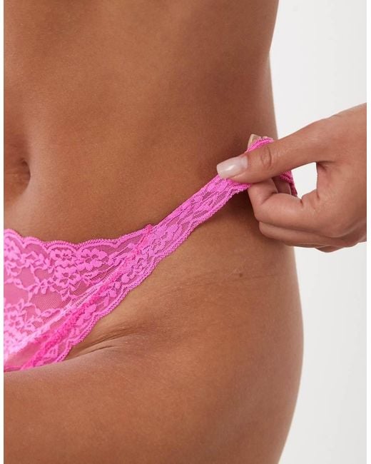 ASOS Red Lucinda Lace Tanga Thong With Lace Trim