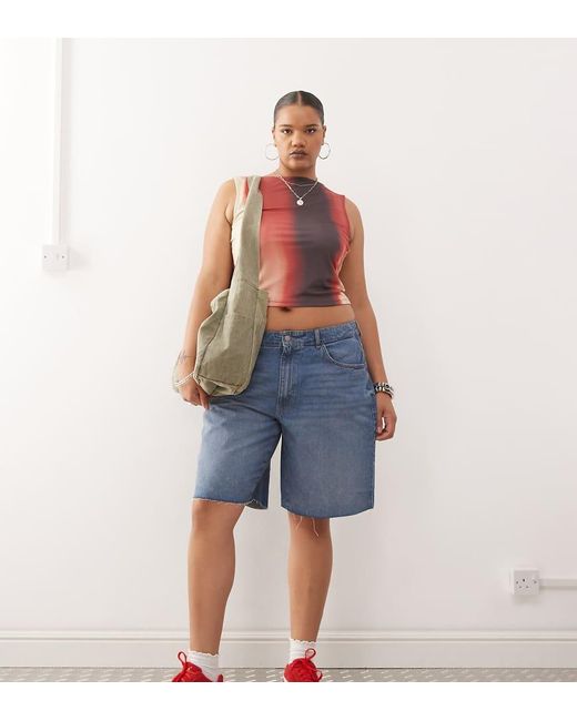 Noisy May Blue High Waist Bermuda Denim Short