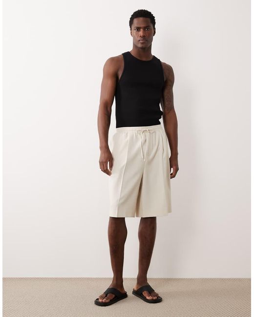 ASOS Natural Tailored Pull On Bermuda Shorts for men
