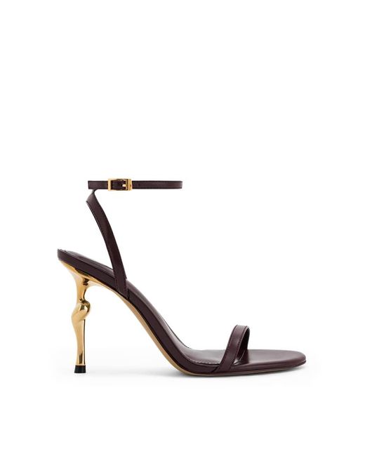 JW PEI Brown Alivia Heeled Sandals With Gold Metal Heel