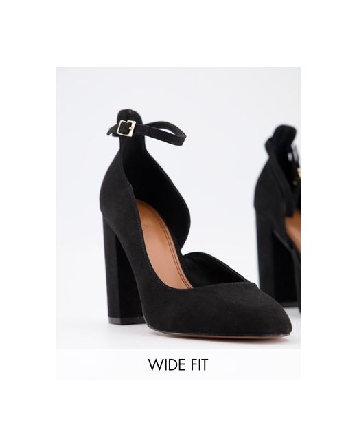 black wide block heels