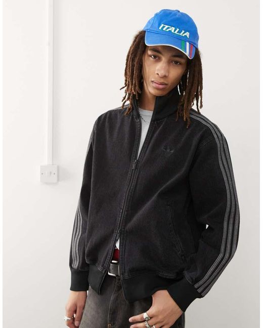 Adidas Originals Black Firebird Denim Track Top for men