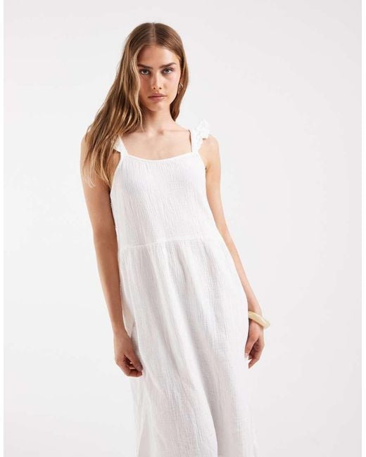 ONLY White Cheesecloth Tiered Maxi Dress