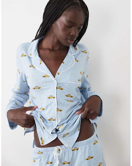 DKNY Blue Long Sleeve Cotton Pyjama Set