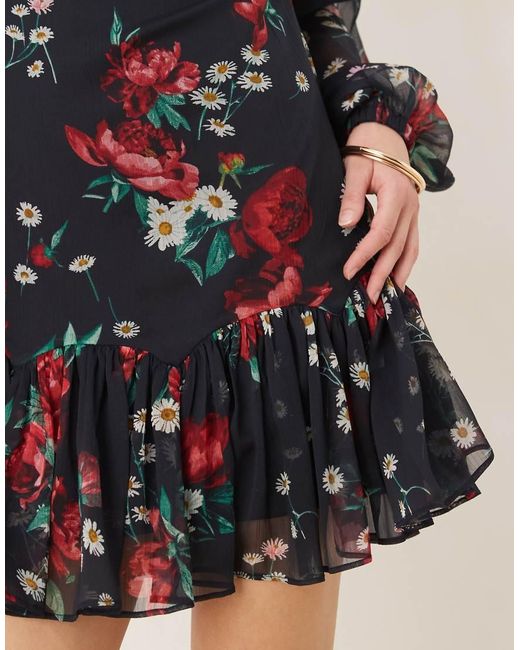 ASOS Natural Slash Neck Chiffon Godet Mini Dress
