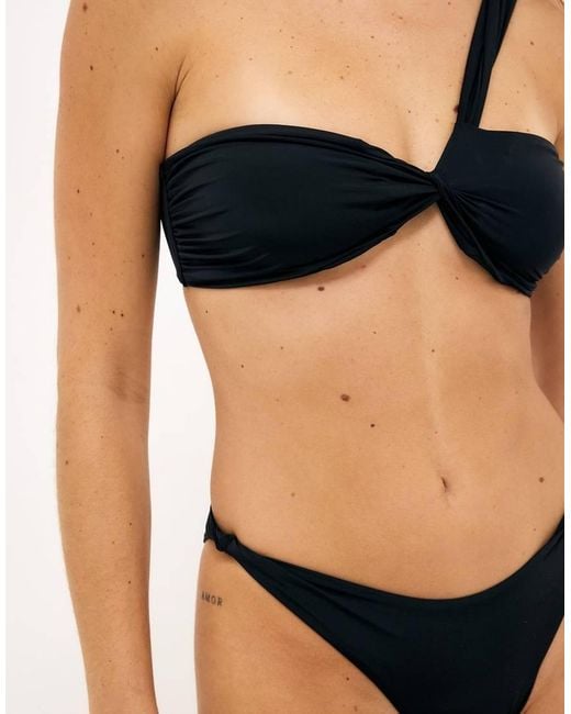 NA-KD Black Twisted High Cut Bikini Trousery