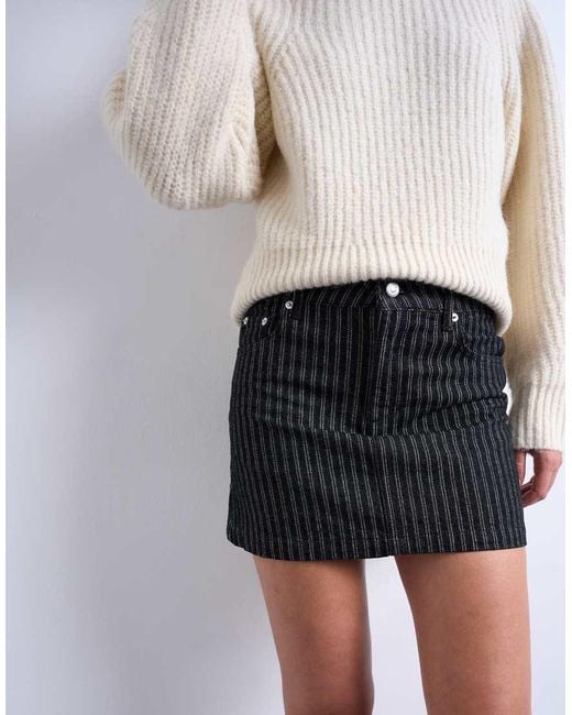 TOPSHOP White Denim Pelmet Mini Skirt