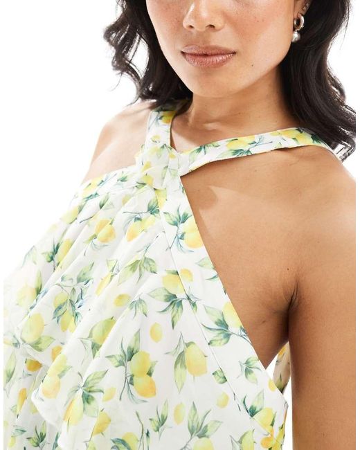 Vero Moda Metallic Felicia Halter Neck Tiered Maxi Dress With Corsage Detail