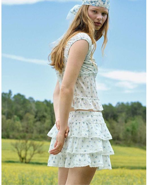 Stradivarius Gray Ruffled Crinkle Skort