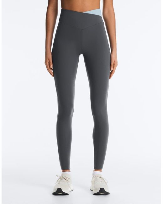 Oysho White Comfortlux V-waist Contrast Ankle-length leggings