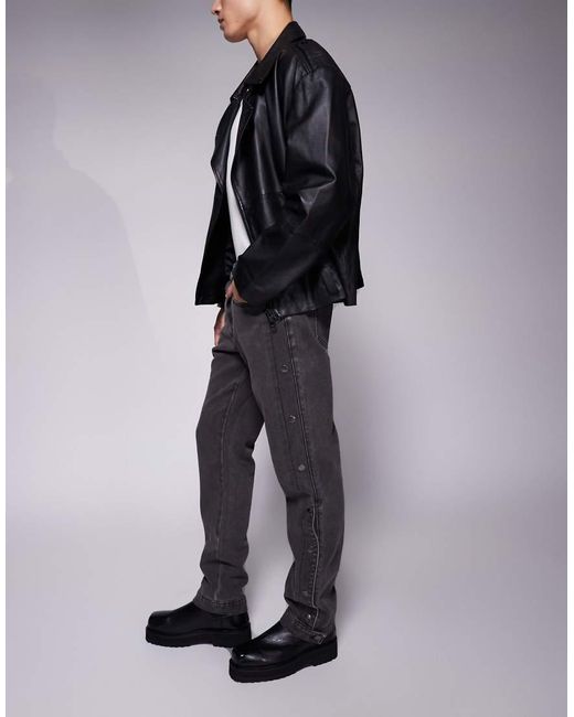 Jeans Dritti Slavato Con Bottoni A Pressione di Liquor N Poker in Black da Uomo