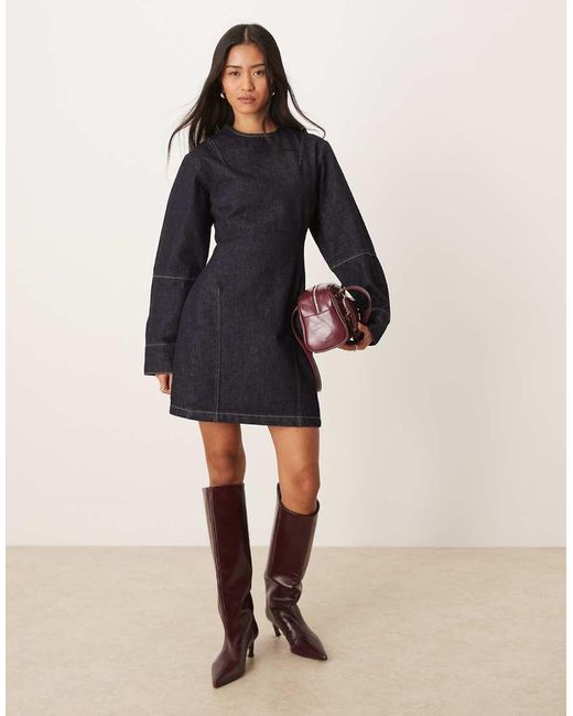 Calvin Klein Blue Structured Denim Mini Dress