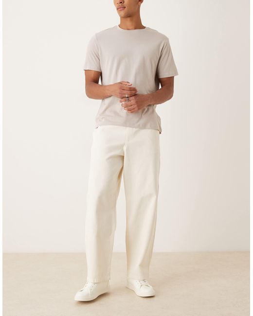 ASOS Natural Loose Straight Trousers for men