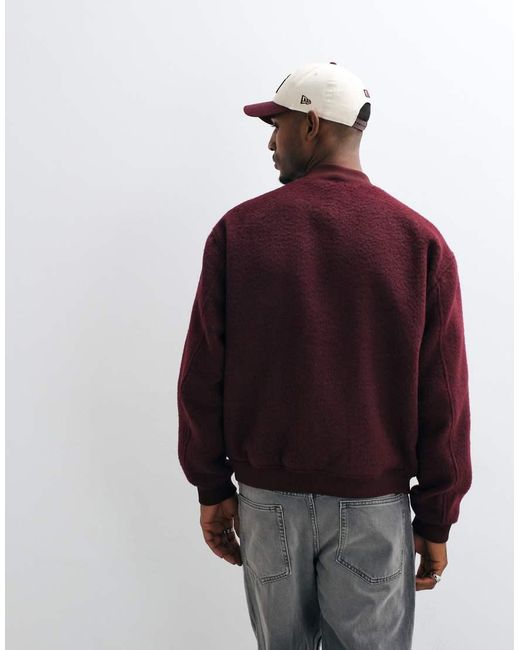 ASOS Red Oversized Wool Look Bomber for men