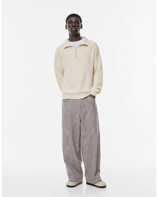 Pull&Bear Natural Quarter-zip Sweater for men