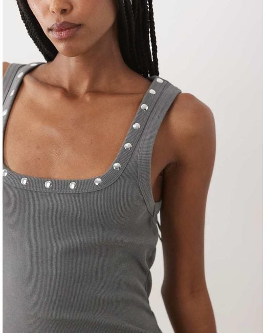 ASOS Black Washed Stud Trim Racer Vest